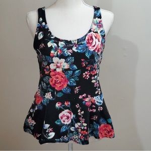 Express Floral Peplum Tank Top - Large